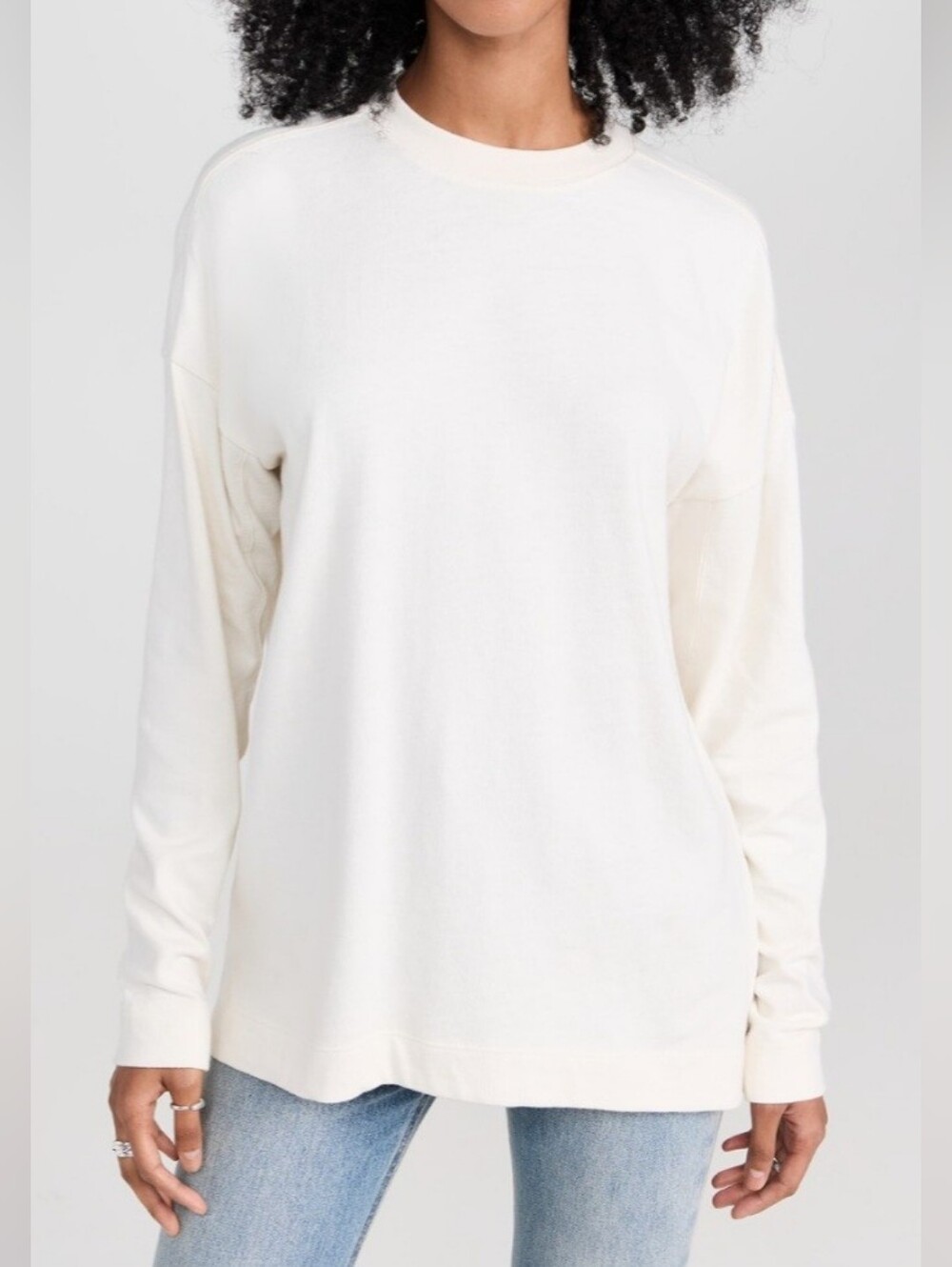 AYR The Early Mornings Tee Long Sleeve White Knit T Shirt XS